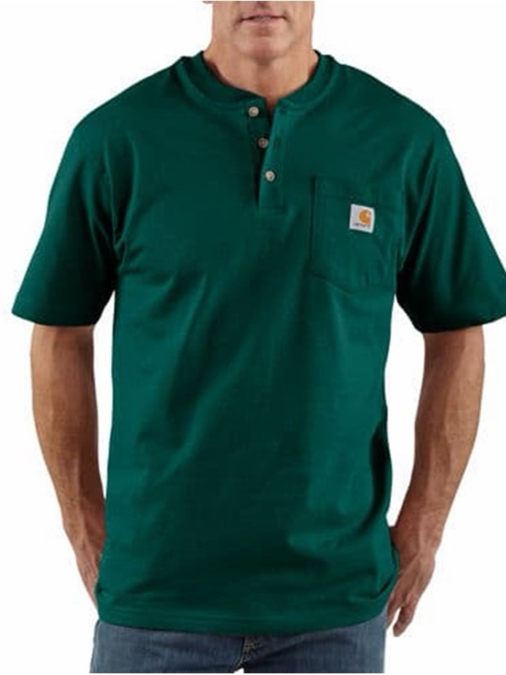 Carhartt Men’s Dark Green Short-Sleeve Henley Pocket Tee